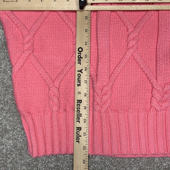 J. Crew Collection Womens Sweater Cable Knit Large L Pink Mock Neck Barbiecore - Picture 4 of 11